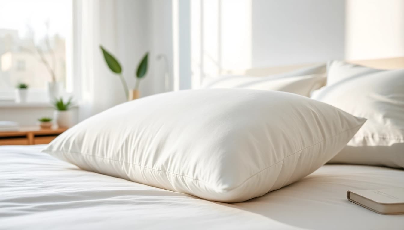 Enhance sleep quality with a refreshing cooling pillow showcased in a serene bedroom setting.