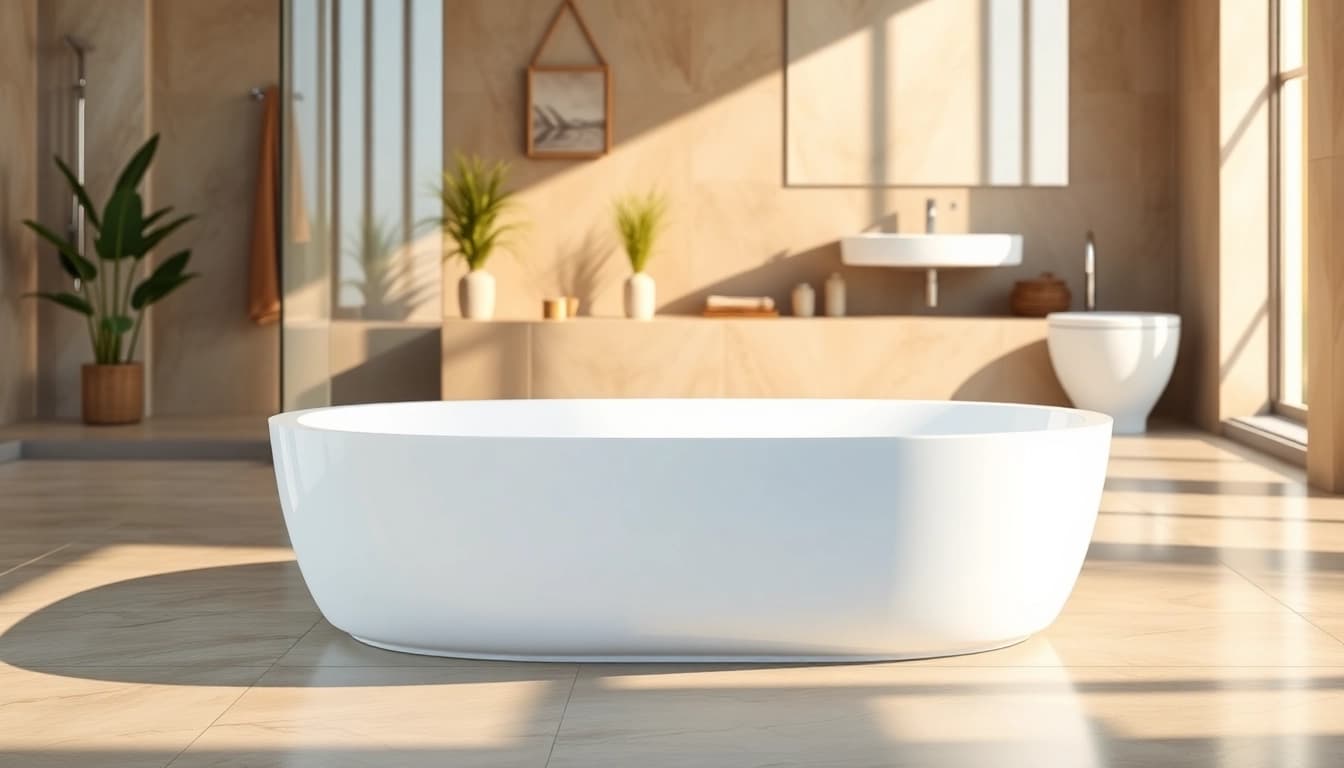 Stylish bathroom featuring elegant shower bases with modern design and warm lighting.