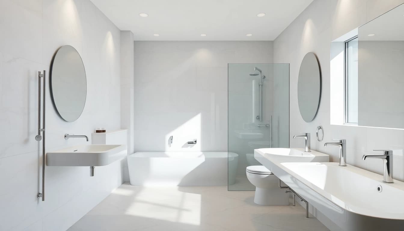 Gestalte sonni sanitär für moderne Badezimmer mit eleganten Armaturen und entspannendem Ambiente.