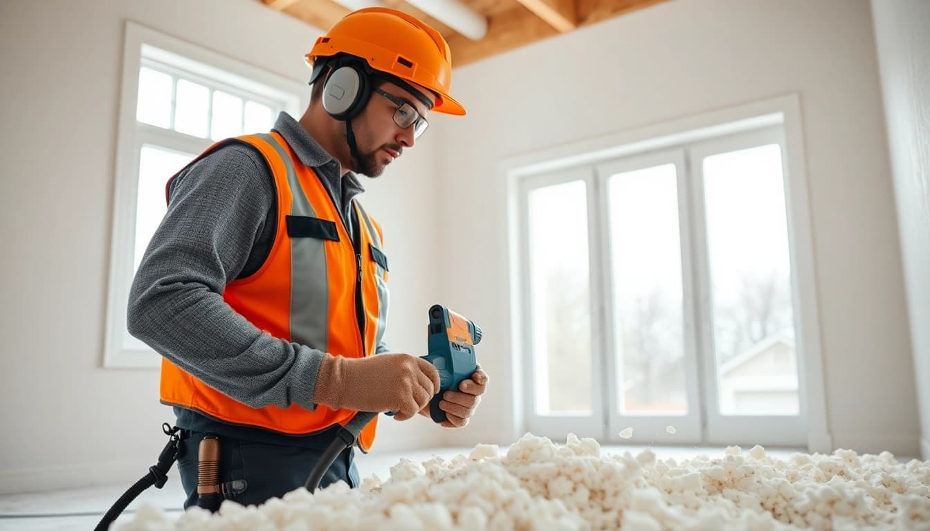 Professional executing spray foam removal London with precision in a bright home setting.