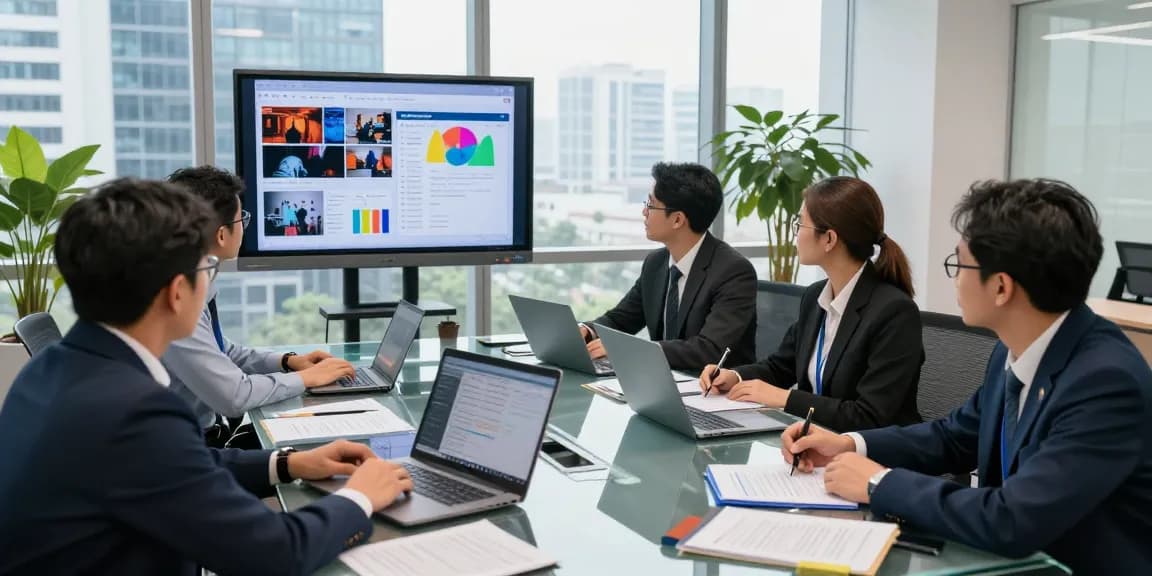 Forensic auditors collaborating in a modern office setting showcasing aafikotajakarta.org's commitment to professionalism.