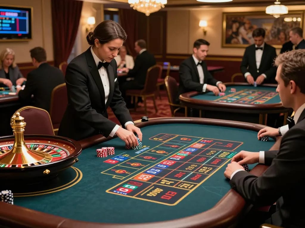 Players engaging in live roulette at Tylekeo360 with vibrant atmosphere and ambiance.