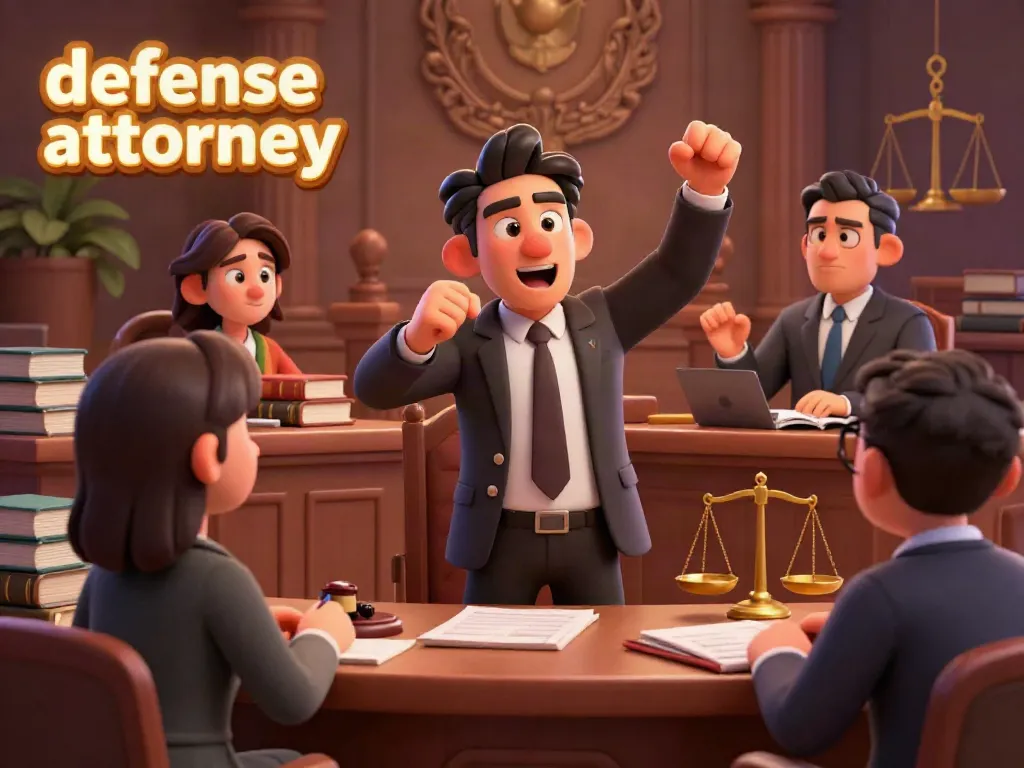 Defense attorney passionately advocating in a dramatic courtroom, showcasing the essence of legal strategy.