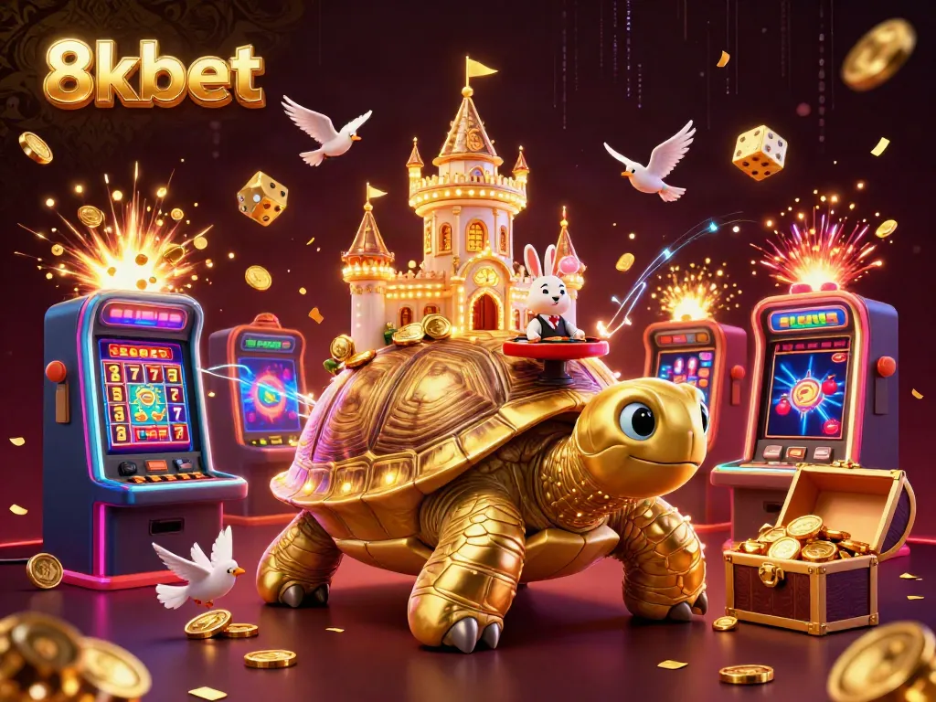 Experience the excitement of 8xbet in a vibrant 3D casino scene with dynamic characters and jackpot elements.