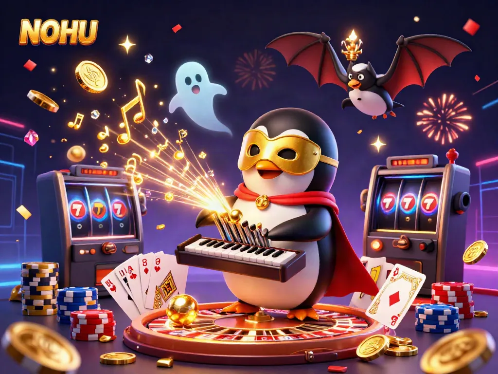 Engage in thrilling games at NOHU with vibrant illustrations of casino excitement.
