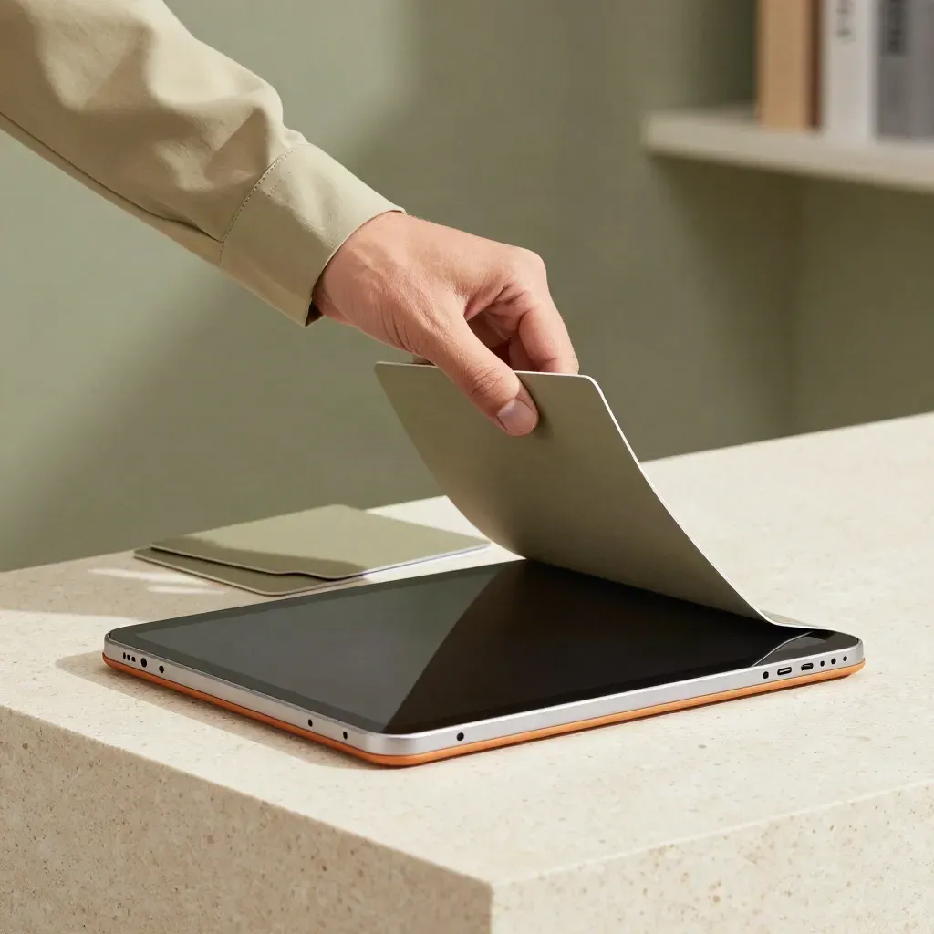 Maths homework video pack with tablet and cards on a stone plinth