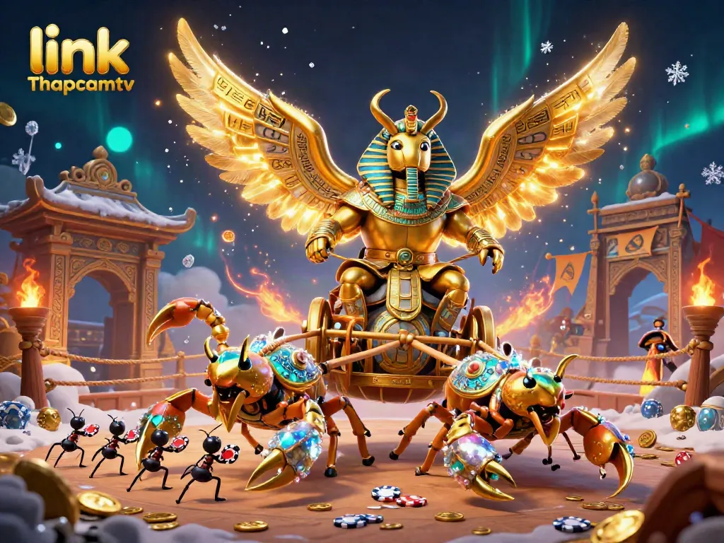 Experience exciting gameplay with link Thapcamtv, showcasing a vibrant 3D casino illustration filled with energy.