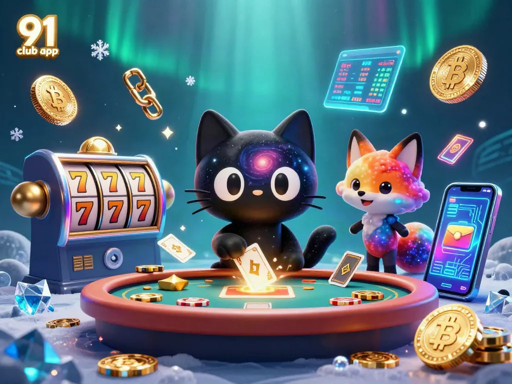Play engaging games on the 91 club app with vibrant characters and casino elements.