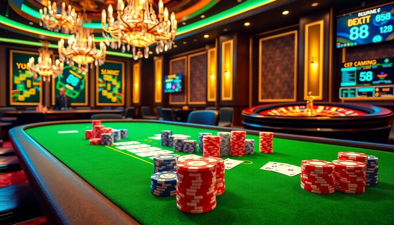 Experience thrilling gameplay at the B8 poker table, complete with chips and cards.