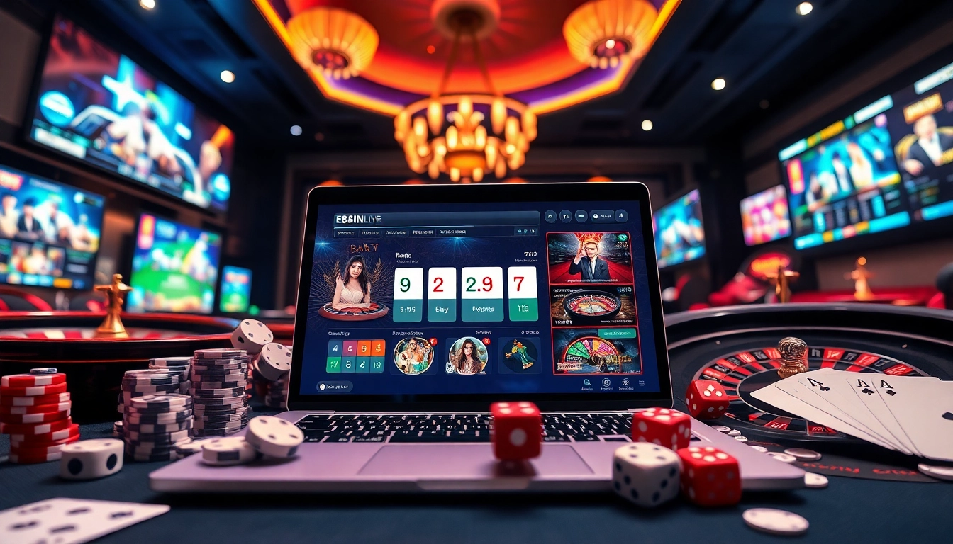 Experience the excitement of ev88win.live in a vibrant online casino setting with dynamic gaming elements.