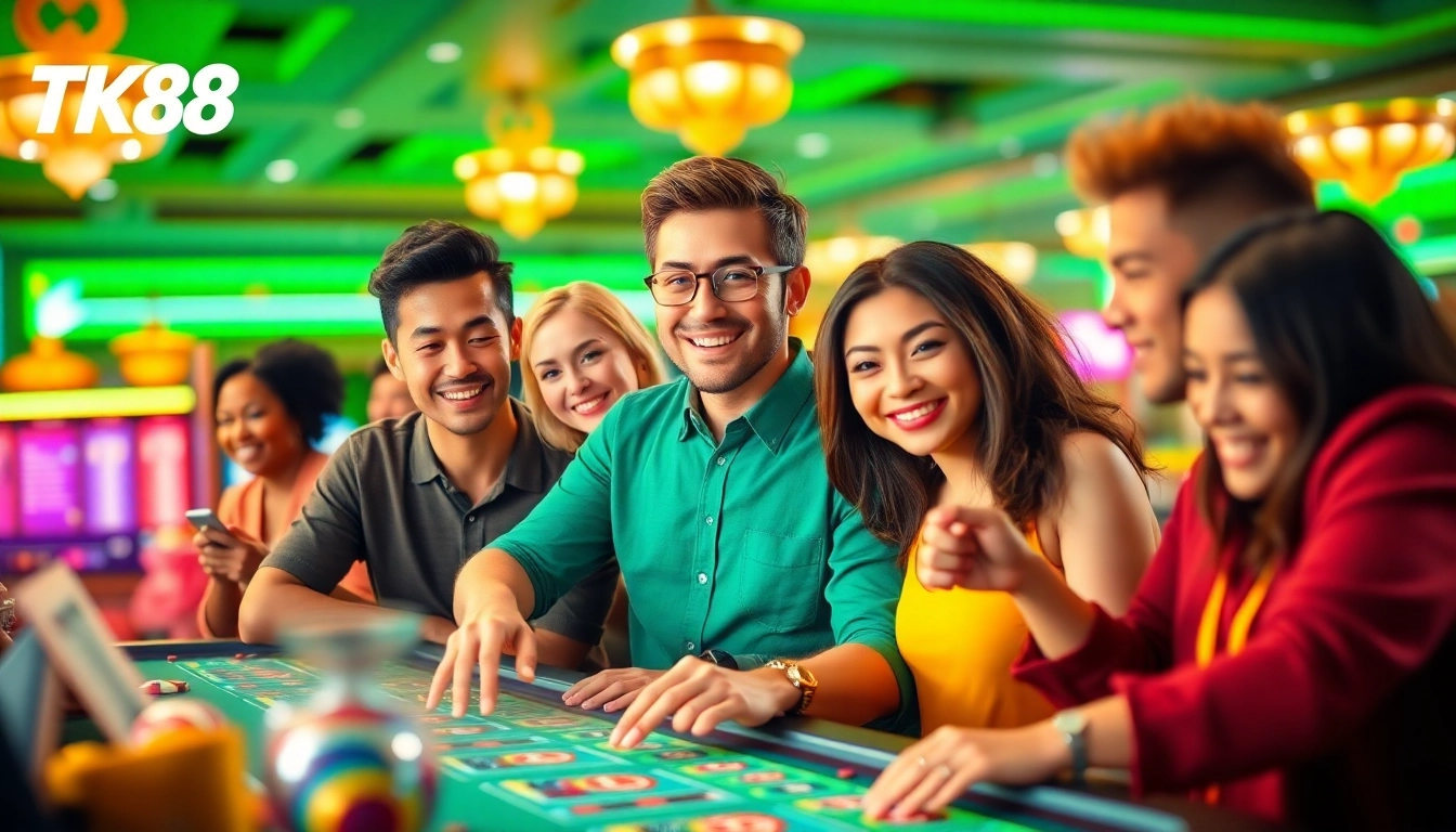 Exciting online gambling scene at tk88win.live showcasing players enjoying various casino games.
